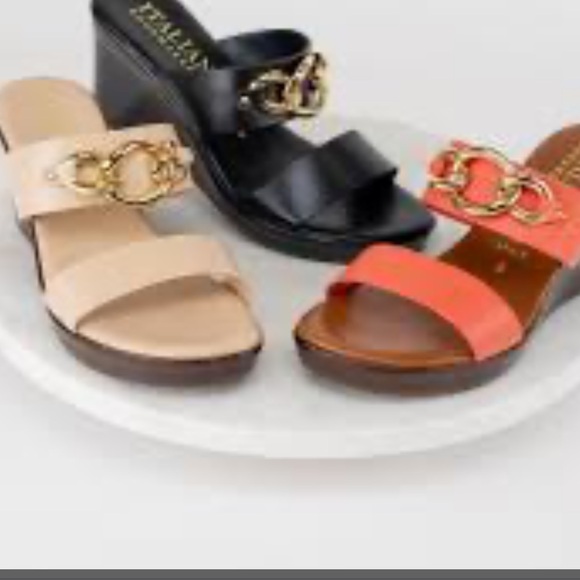 Sz 7 1/2 wedge ITALY sandals shoes - Picture 7 of 7